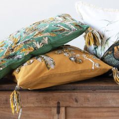 Square Pillow With Bird Embroidery