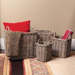 Square Rattan Handled Basket Set of 4