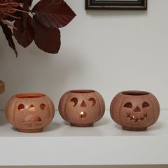 Stackable Grinning Pumpkin Votive Holders Set of 3