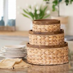 Stackable Lidded Storage Baskets Set of 3
