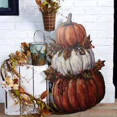 Stacked Pumpkin Wooden Porch Leaner
