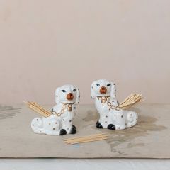 Staffordshire Dog Ceramic Toothpick Holders Set of 2