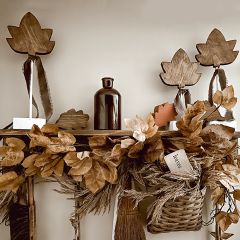 Stained Leaf on Dowel Tabletop Decor Set of 3