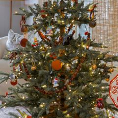 Stained Wood Bead Decorative Garland