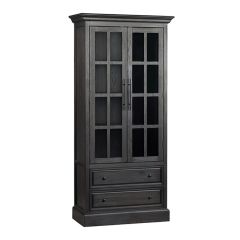 Stained Wood Farmhouse Curio Cabinet