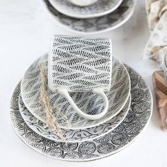 Stamped Stoneware Dish Collection 10 Inch Plate Set of 4