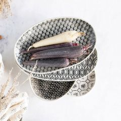 Stamped Stoneware Dish Collection Oval Plate Set of 4