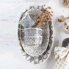 Stamped Stoneware Dish Collection Serving Platter