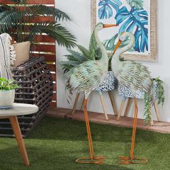 Standing Crane Garden Sculptures Set of 2