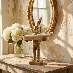 Standing Gold Bunny with Tray