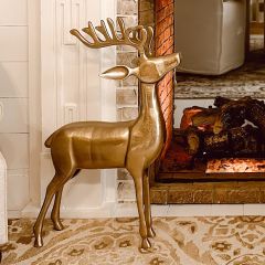 Standing Metal Reindeer Figure 33 Inch