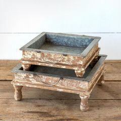 Standing Rustic Metal Trays Set of 2