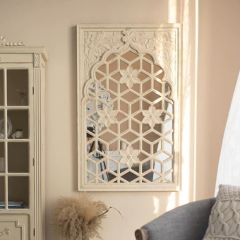 Star Flower Wooden Wall Mirror