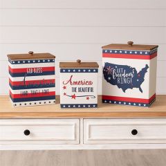 Stars and Stripes Lidded Tin Set of 3
