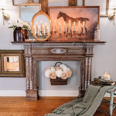 Stately Wood Carved Wall Mantel