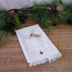 Stay Cozy Fringed Tree Tea Towel Set of 2