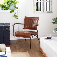 Stitched Leather Accent Chair