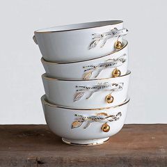 Stoneware Bowl With Gold Plate Accent