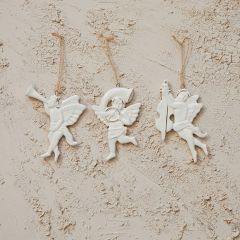 Stoneware Cherub Ornament Set of 3