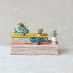 Stoneware Fish Toothpick Holder Assorted Set of 4