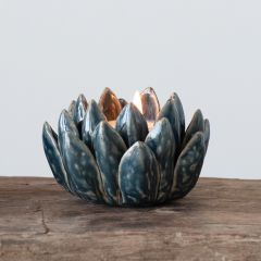 Stoneware Flower Tealight Candle Holders