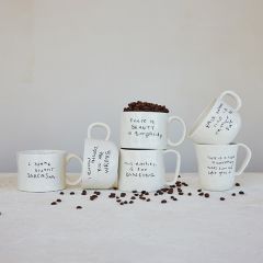 Stoneware Mug with Fun Saying Set of 6