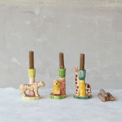 Stoneware Safari Animal Taper Candle Holder Set of 3