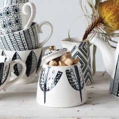 Stoneware Sugar Bowl With Pattern