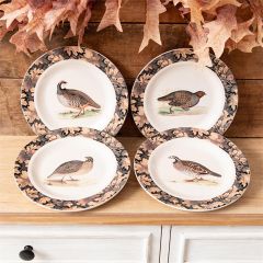 Stoneware Vintage Quail Plate Set of 4