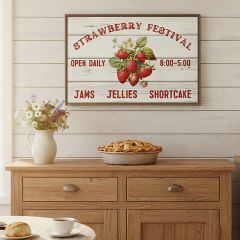 Strawberry Festival Rustic Framed Canvas Wall Art