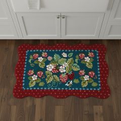 Strawberry Garden Scalloped Hook Rug