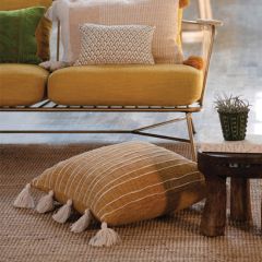 Striped Applique Throw Pillow With Tassels