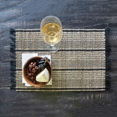 Striped Bamboo Placemat With Fringe