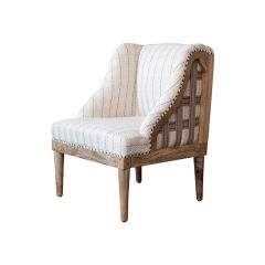 Striped Cotton and Jute Accent Chair