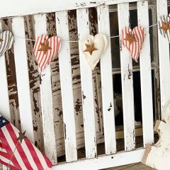 Striped Cotton Heart Garland With Copper Strar