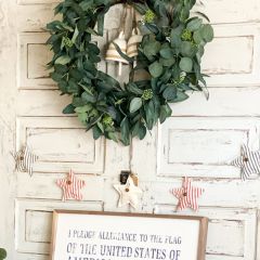 Striped Cotton Star Garland With Copper Bell