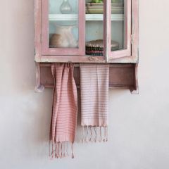 Striped Cotton Tea Towel With Fringe Set of 2