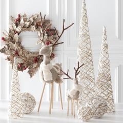 Striped Fabric Deer with Scarf