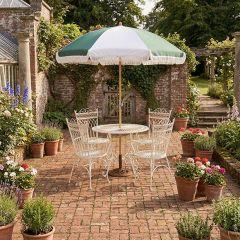 Striped Fabric Outdoor Umbrella With Fringe