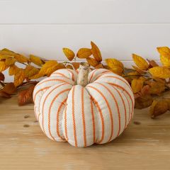 Striped Knit Decorative Pumpkin 8 Inch