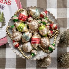 Striped Mercury Glass Ornament Set of 6