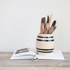 Striped Stoneware Utensil Crock