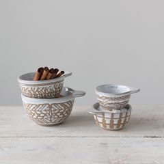 Stylish Accents Patterned Stoneware Measuring Cups Set of 4