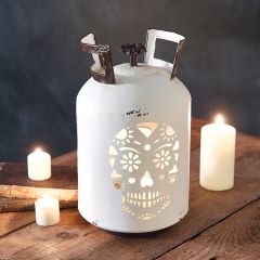 Sugar Skull Propane Tank Luminary