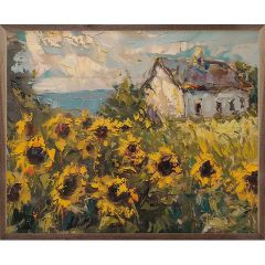 Sunflower Cottage By Nina Blue Framed Wall Art