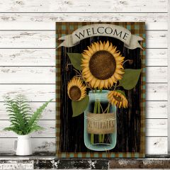 Sunflowers In Jar Wrapped Canvas Wall Art