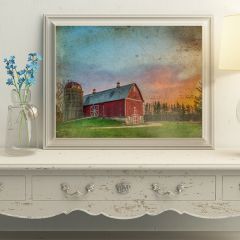 Sunset At The Barn Canvas Wall Art