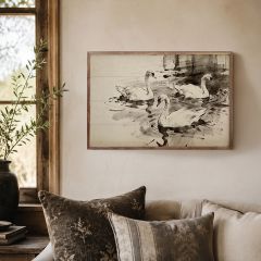 Swan Trio Ink Study Framed Wall Art