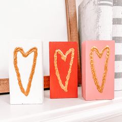 Sweet Heart Wood Block Set of 3