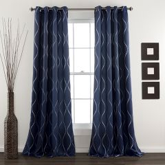Swirl Pattern Room Darkening Curtain Panel Set of 2